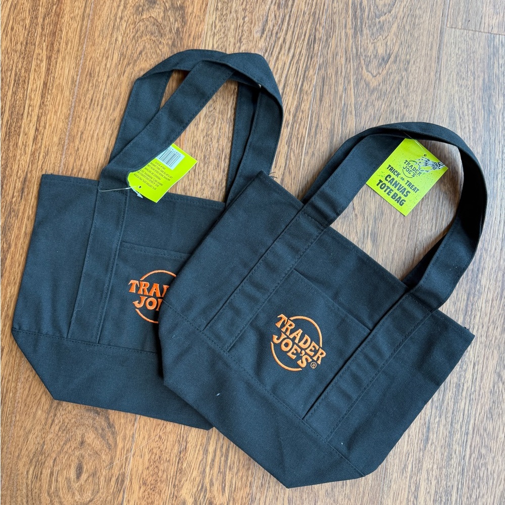 Trader Joe's Black mini Canvas Tote Bags